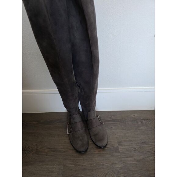 NINE WEST Brown Allair Over The Knee Round-Toe Pull-On Block Heel Boots Size 5.5 - Picture 2 of 7